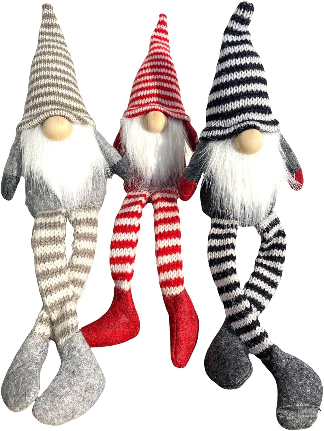 hausleben Wichtel Winterwichtel Knud 32 cm (Set, 3 St., 2-teiliges Wichtelset Erik & Grit aus Filz), mit Schlenkerbeinen, 3-Fach Sortiert
