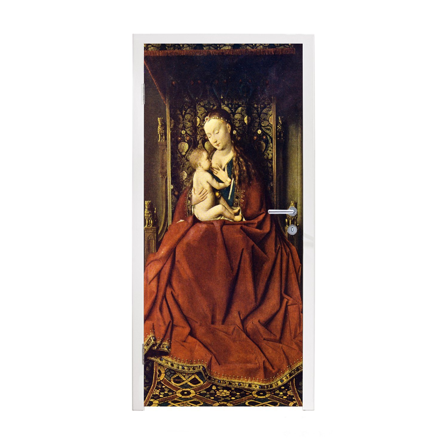 MuchoWow Türtapete Lucca Madonna - Gemälde von Jan van Eyck, Matt, bedruckt, (1 St), Fototapete für Tür, Türaufkleber, 75x205 cm