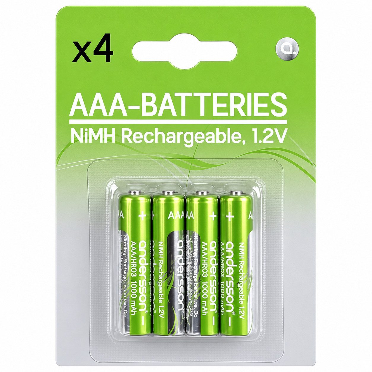 ANDERSSON AAA Akkus 500 mAh Wiederaufladbare Batterien Micro Akku Batterie Batterie, NiMH Wiederaufladbar Micro-Batterien Haushaltsgeräte Elektronik