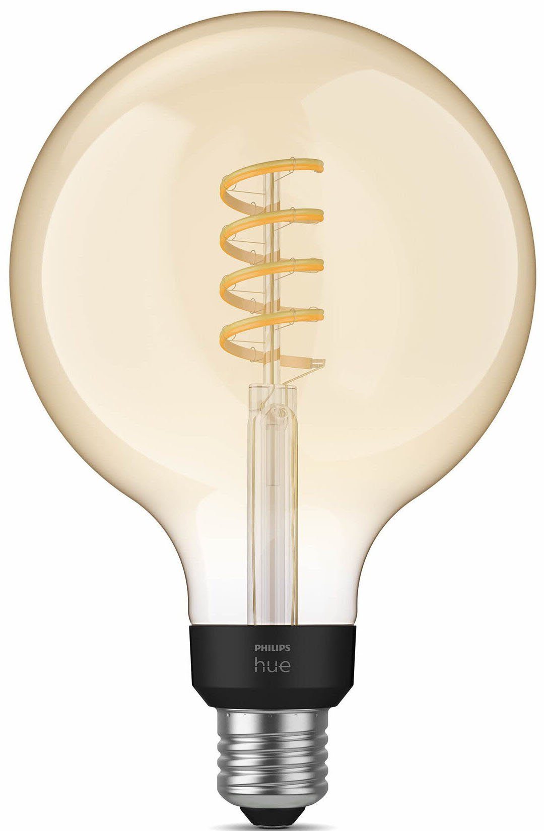 Philips Hue LED-Filament White Amb. GiantGlobe CCT-Farbtemperatursteuerung St., G125 tageslichtweiß Einzelp Filam Warmweiß, 300lm, E27, 1 - warmweiß bis E27