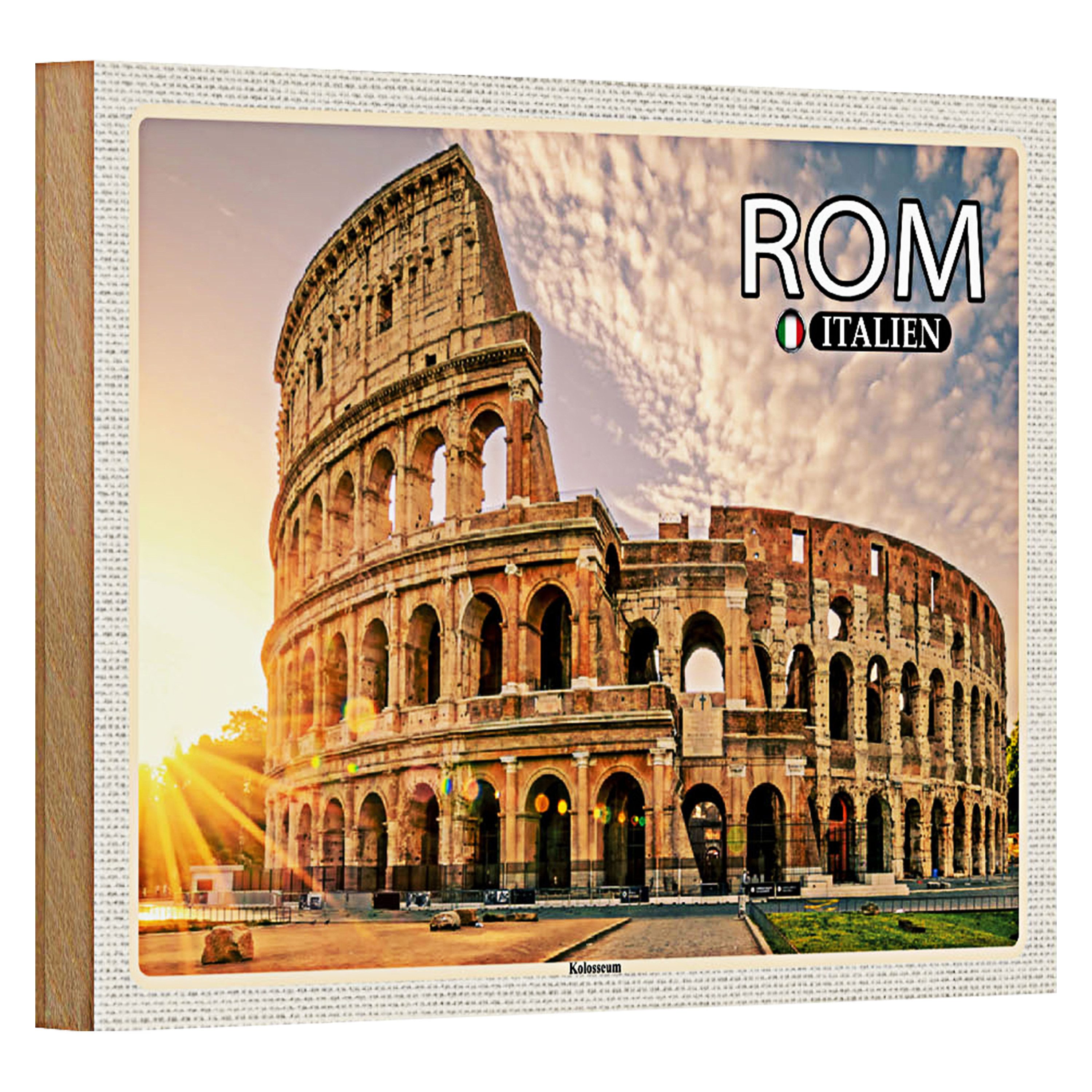 Roomando Holzbild Reise Rom Italien Kolosseum Architektur 18x12cm