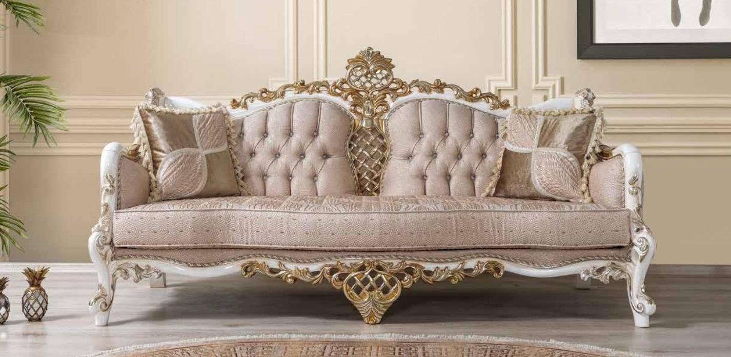 JVmoebel Sofa Luxus Dreisitzer Sofa 3 Sitz Sitz Stoff Barock Rokoko Stil Textil