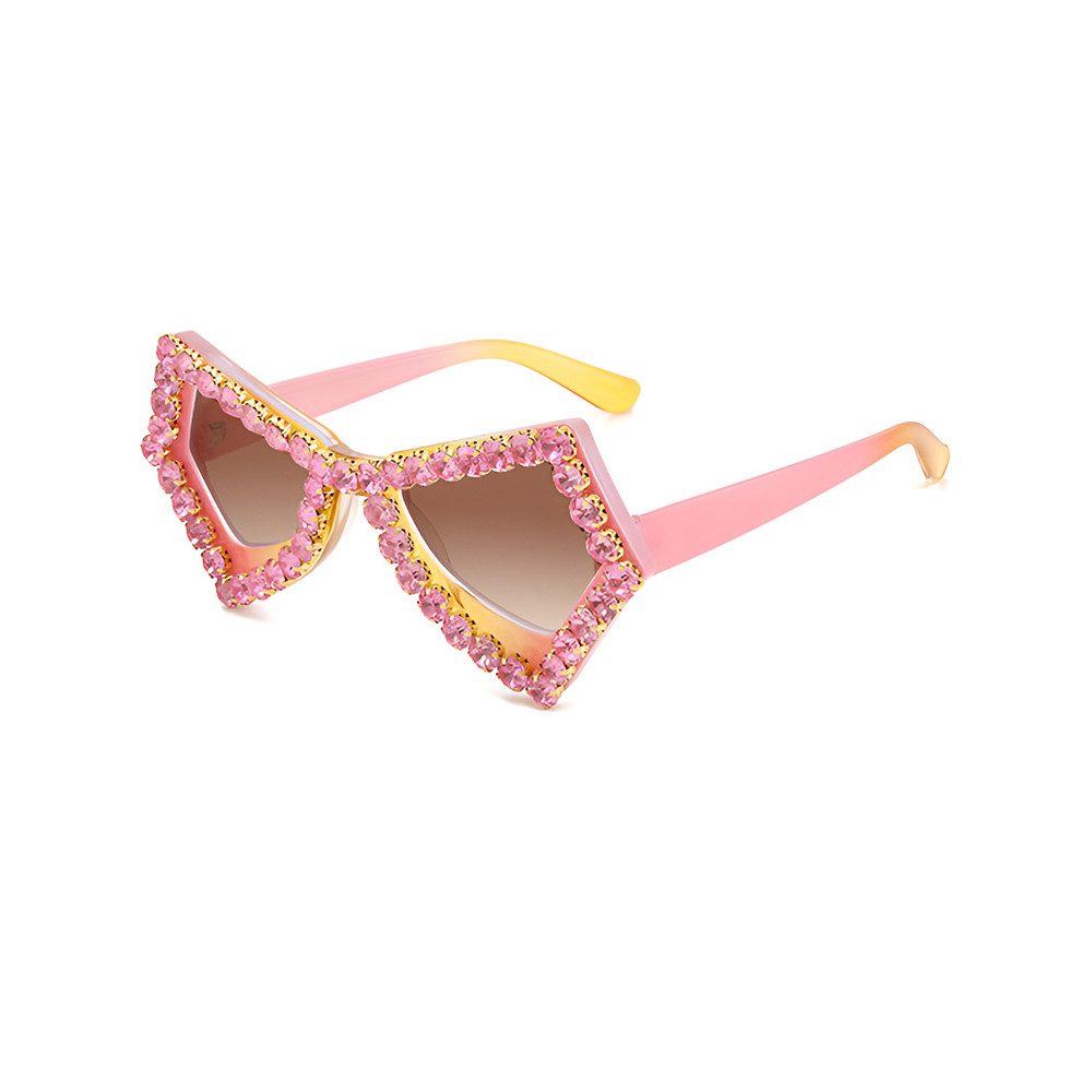 Sonnenbrille Damen Faschingsbrille Glitzerrand Breite Bügel UV Schutz