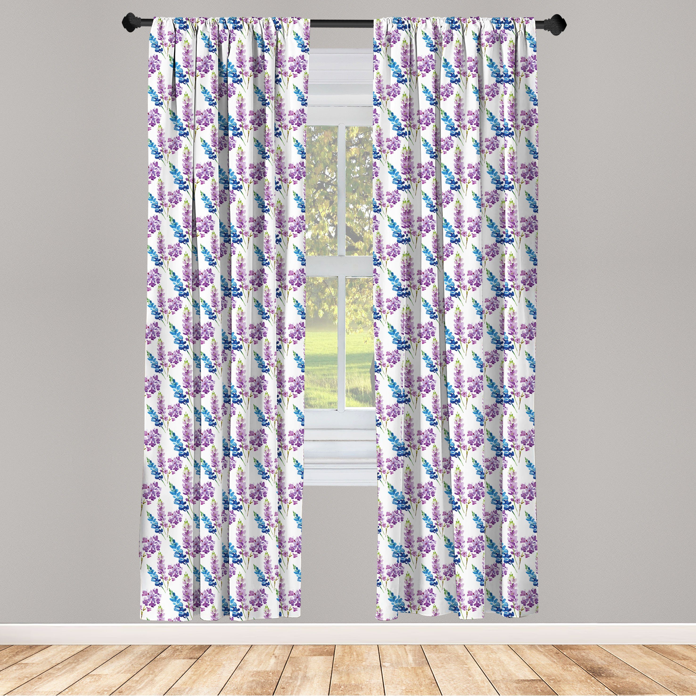 Gardine Vorhang für Wohnzimmer Schlafzimmer Dekor, Abakuhaus, Microfaser, Blumen Violett-Ton-Blumen-Muster