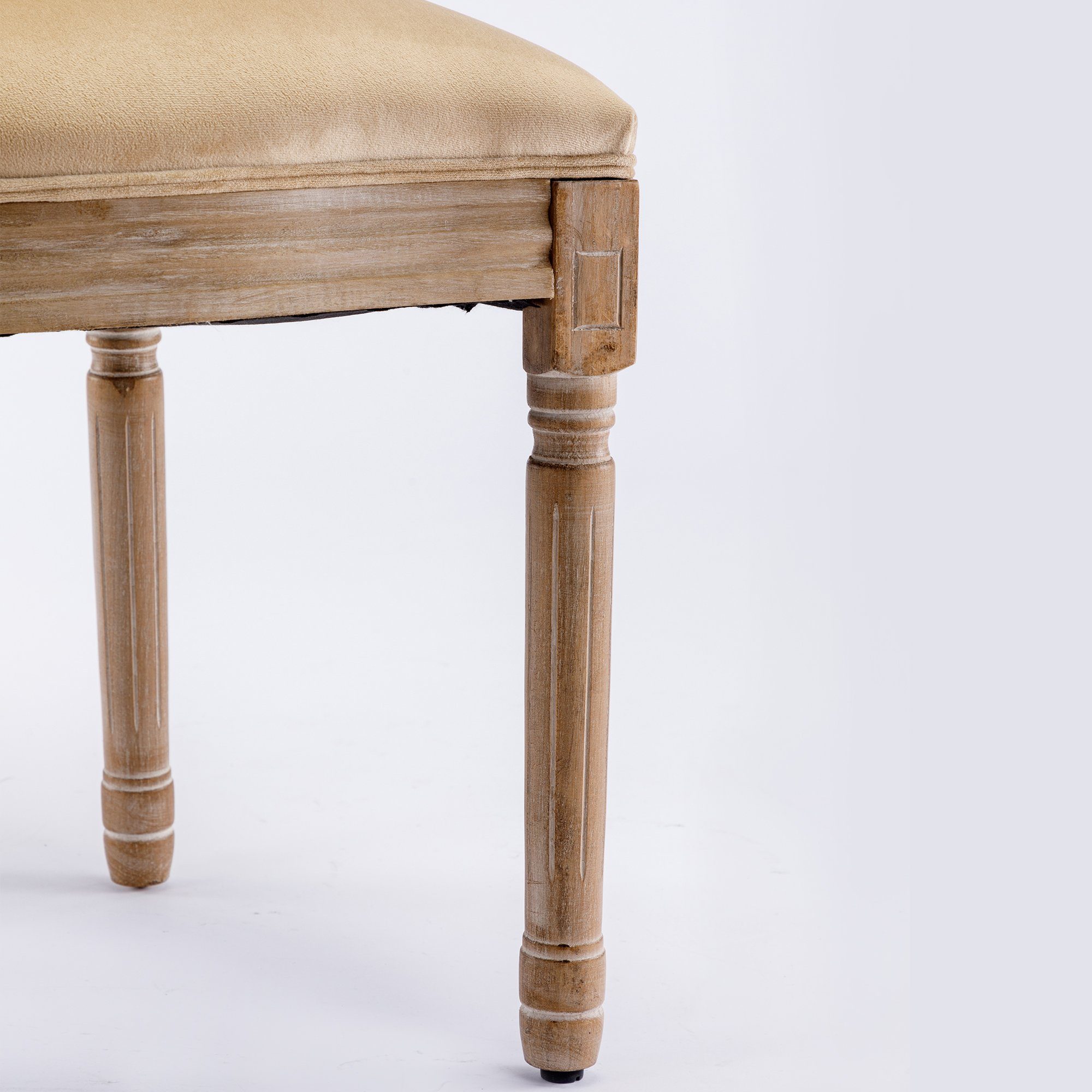 Leinen,Knopfdesign Gummiholz Medaillon und Rückenlehnen runden aus Esszimmerstühle Ulife Stuhl aus Polsterstuhl mit St), (4 Beinen
