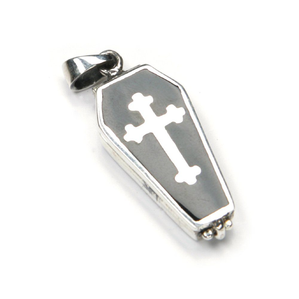 NKlaus Kettenanhänger 3,4cm Ghotischer Sarg Medaillion Silber 925 Kette, 925 Sterling Silber Silberschmuck für Damen