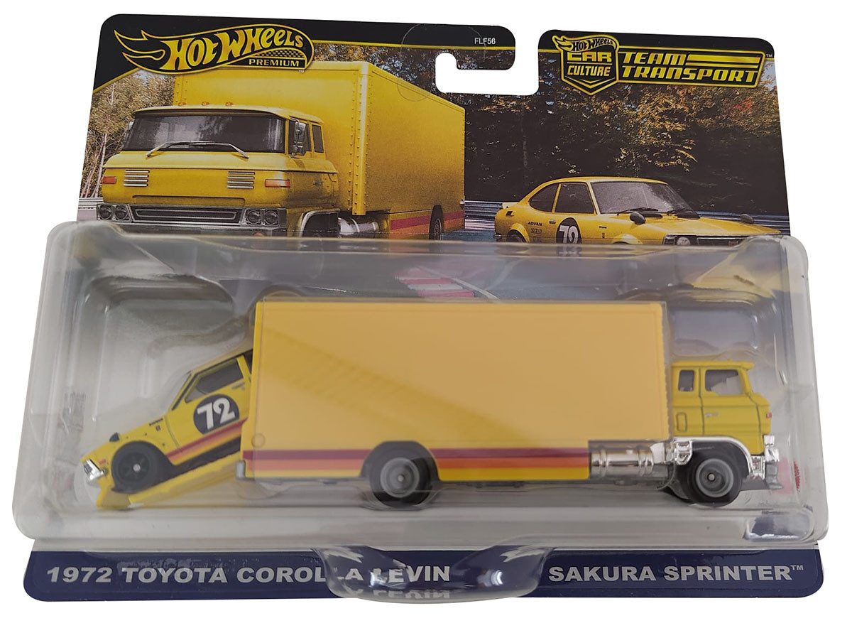 Hot Wheels Spielzeug-Transporter Hot Wheels Premium Car Culture Team Transport - 1972 Toyota Corolla Le