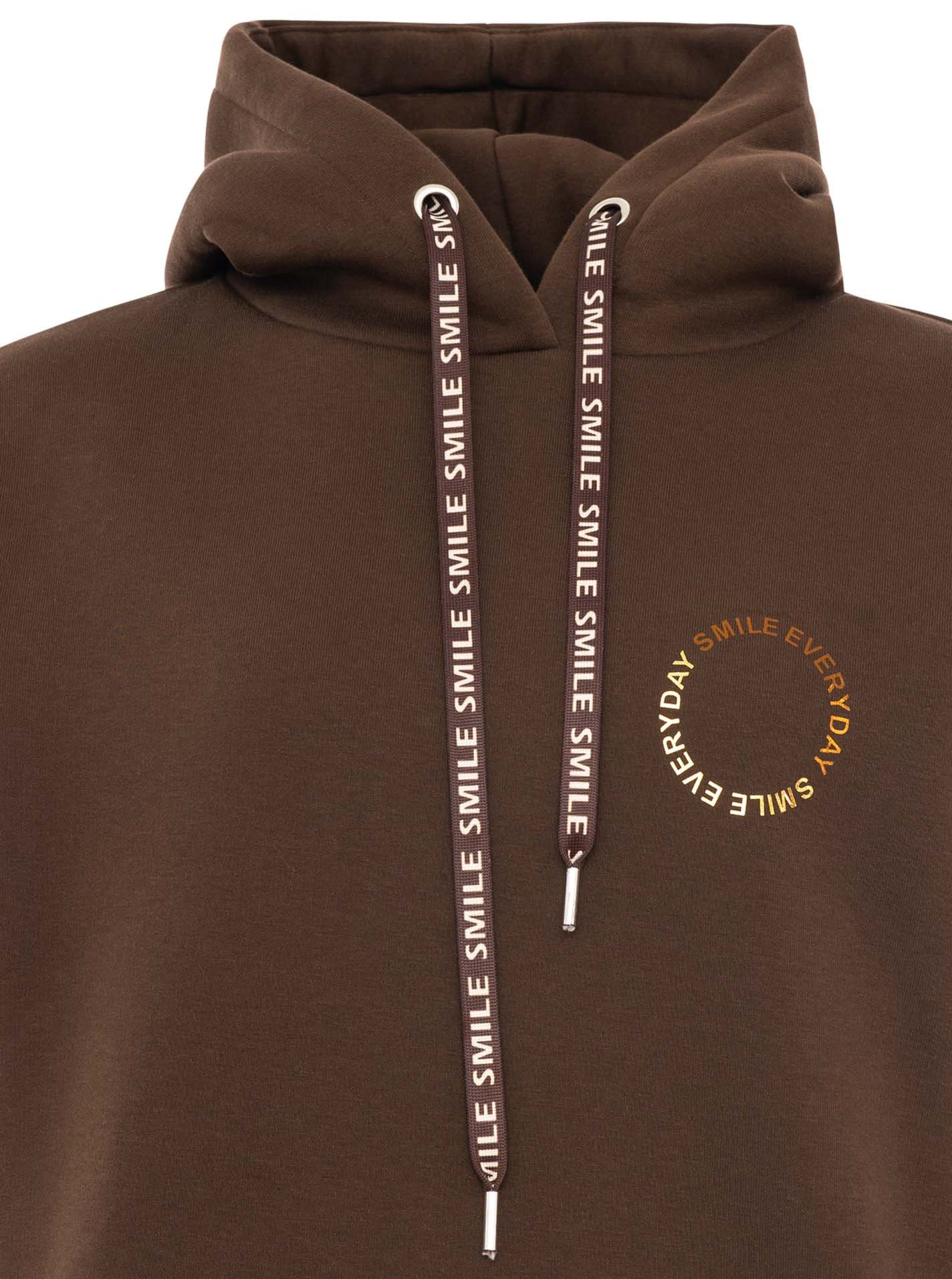 Zwillingsherz Hoodie "SMILE & LAUGH" Print am Arm und Brust, Kapuze mit bedruckter Kordel, Kängurutasche – Bild 5 von 5