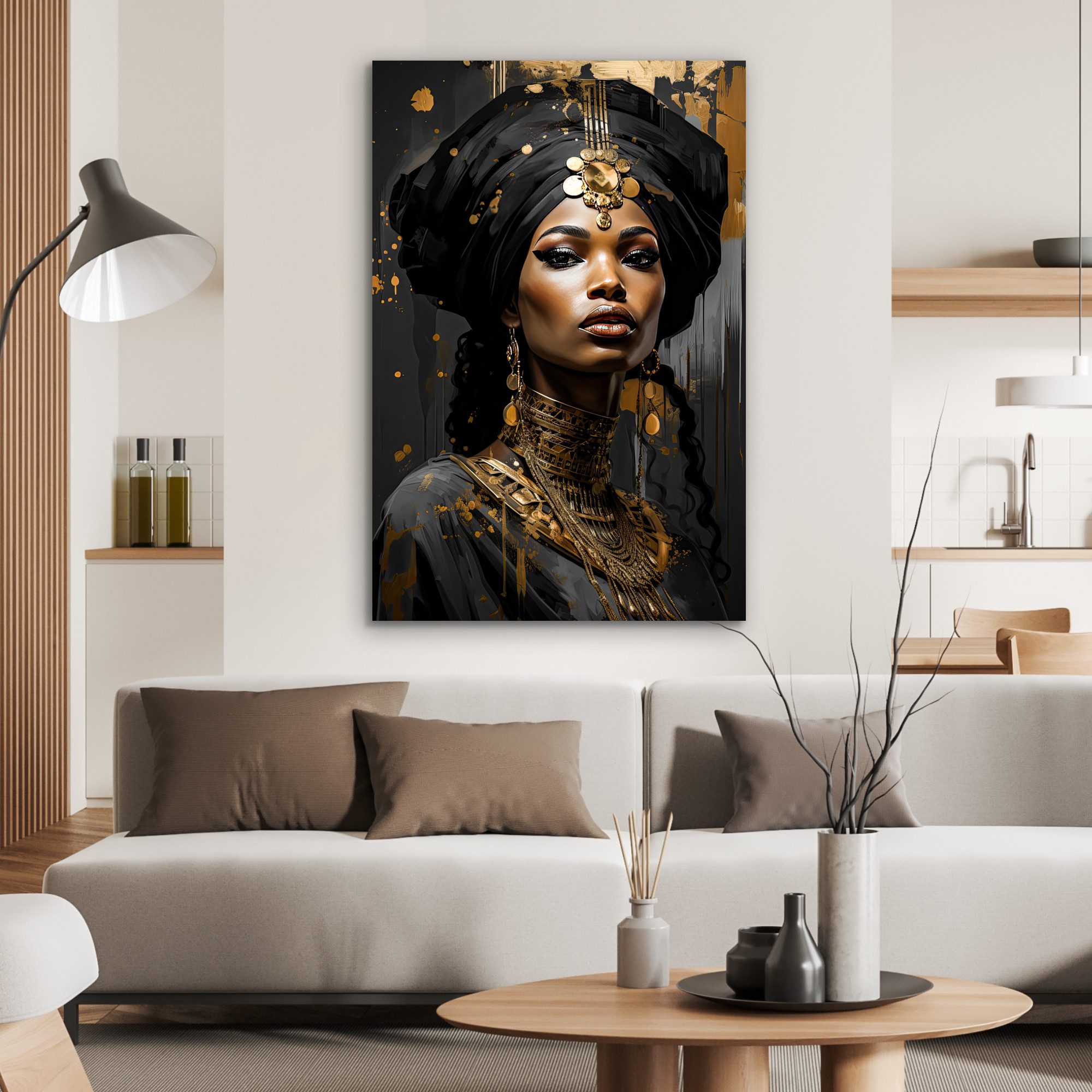 MuchoWow Metallbild Frau - Gold - günstig online kaufen