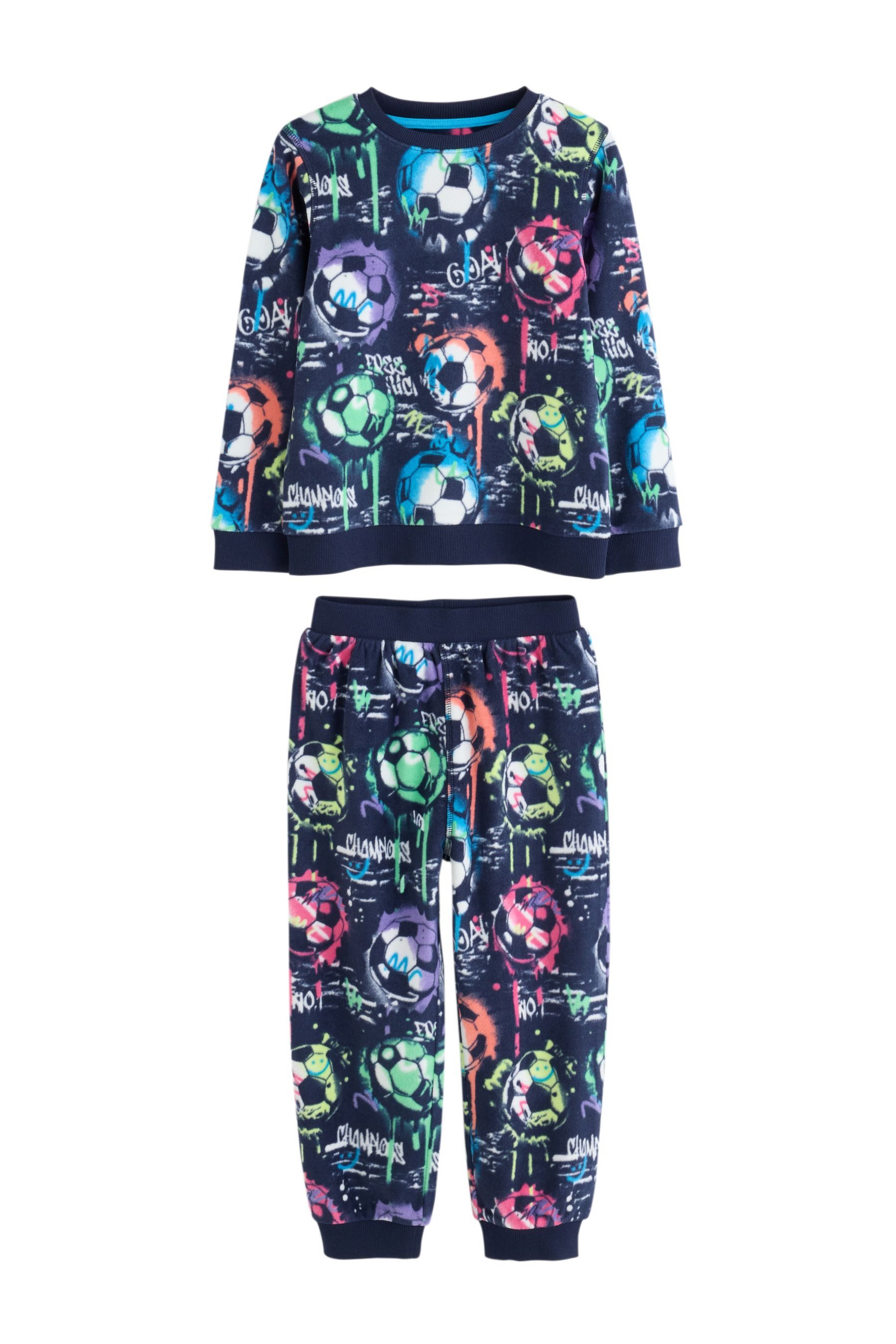 Next Pyjama Kuscheliger Fleece-Schlafanzug mit Print (2 tlg)