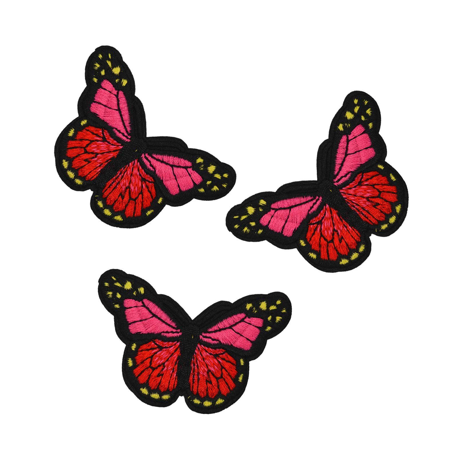 78 Schicht, Schmetterling Aufbügler Patchies 46 x bestickt Größenwahl, 3 mm Polyester, maDDma Farb-/ rot Polyethylen