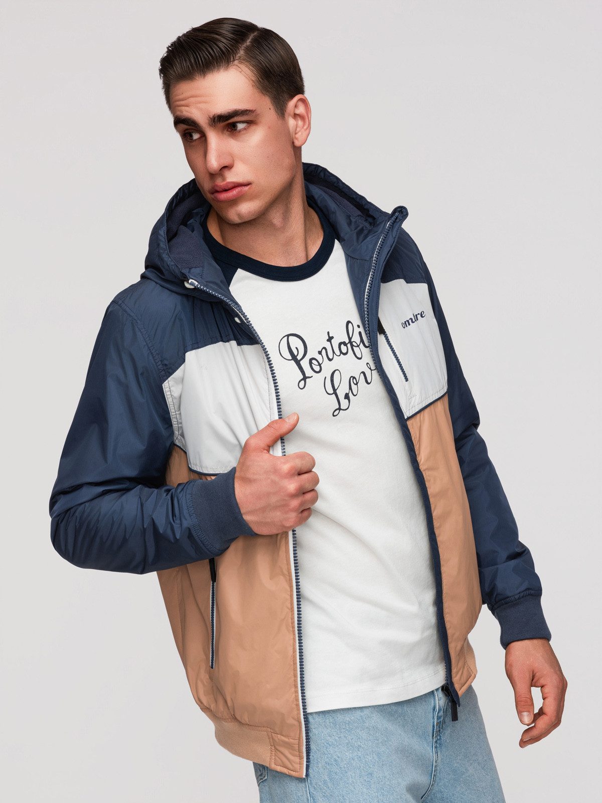 OMBRE Allwetterjacke Leichte farbige Herren-Sportjacke mit Fleece