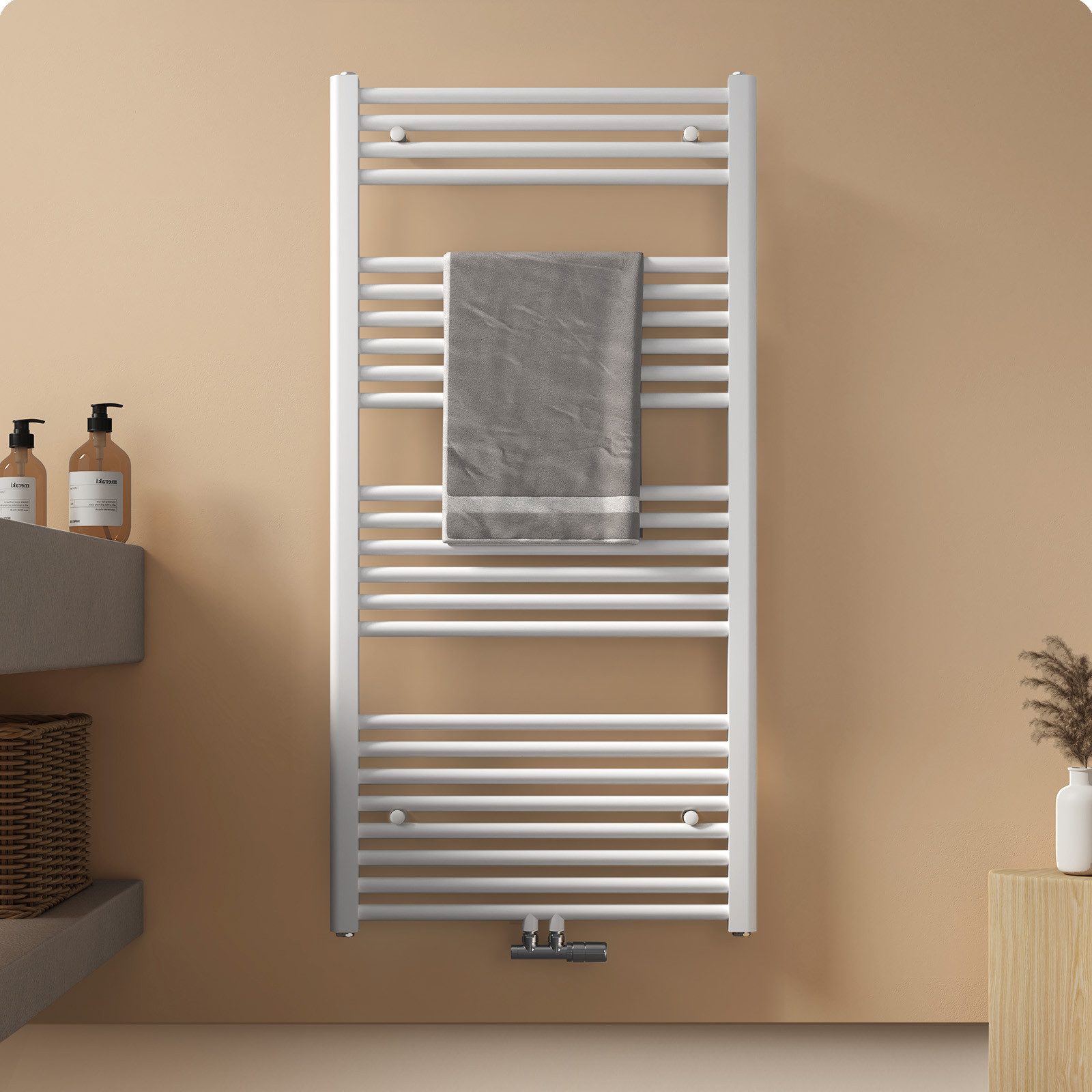 EMKE Badheizkörper Handtuchtrockner Handtuchwärmer Mittelanschluss, Weiß Ba günstig online kaufen