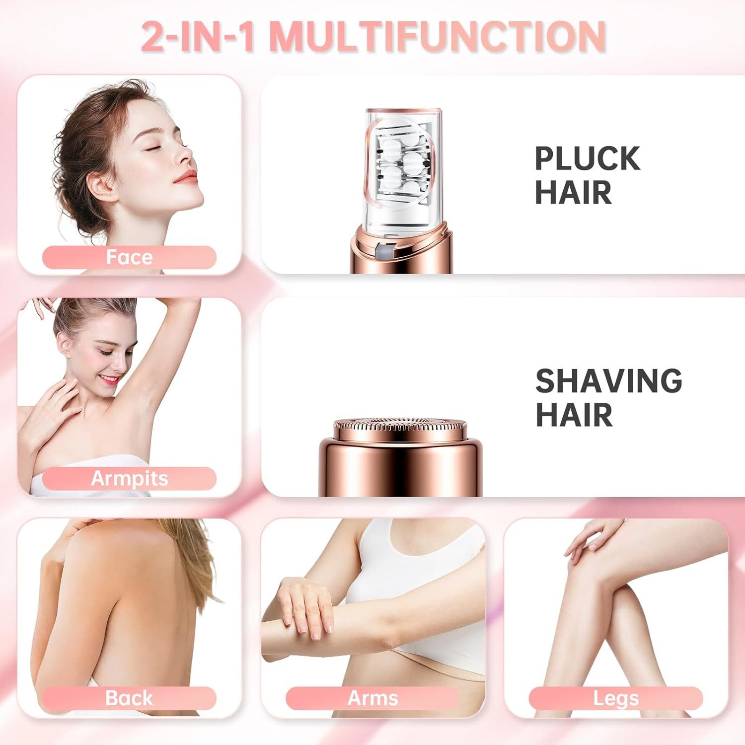 inschimmer Haarentferner-Set 2-in-1 Gesichtshaarentferner Frauen Schmerzloser Epilierer Aufladbar – Bild 2 von 5