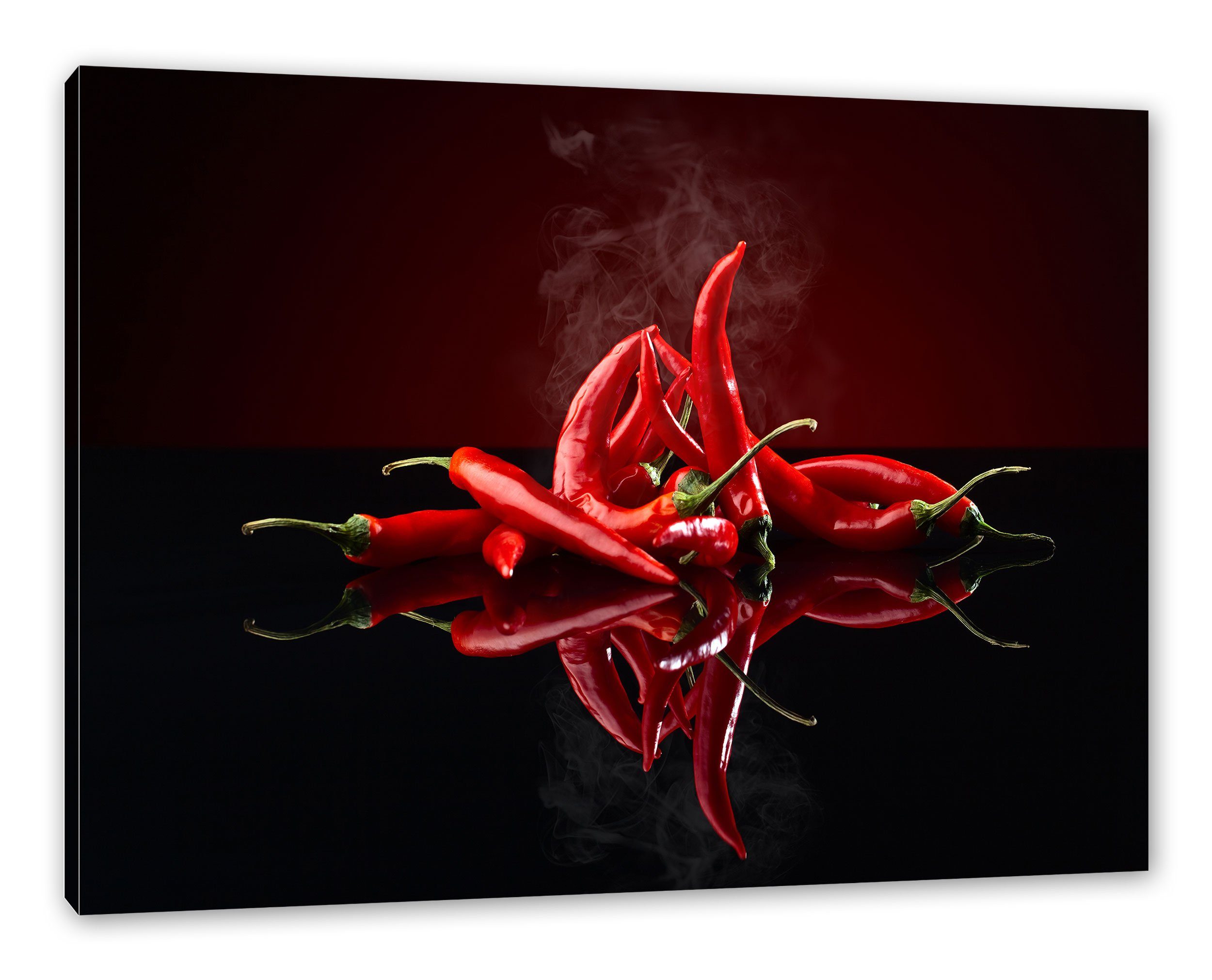Pixxprint Leinwandbild Feurige rote Chili Schoten, Feurige rote Chili ...