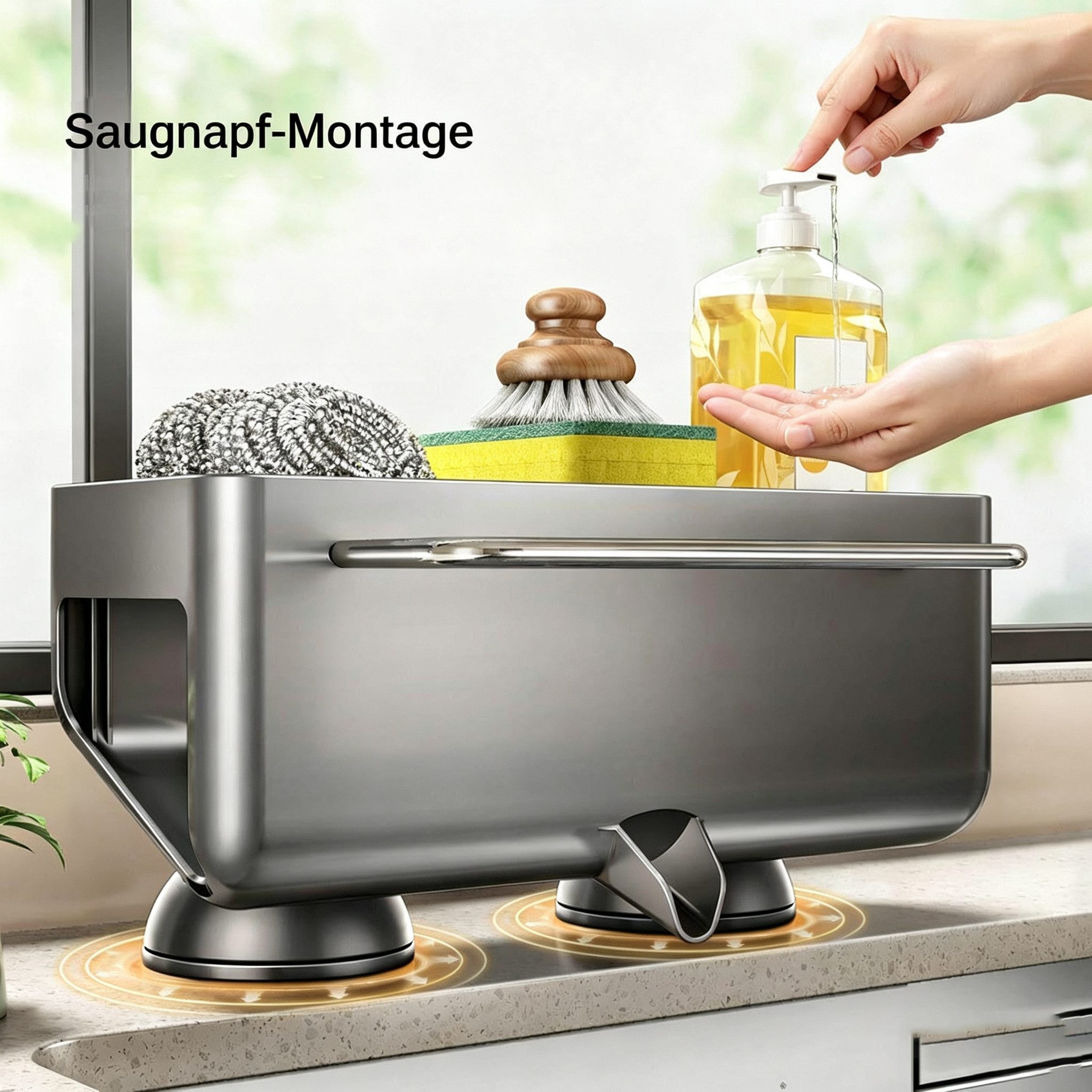 wohnTRAUM24 Küchenorganizer-Set Küchen Spülbecken Organizer, Sink Caddy Organizer, Schwammhalter, (Spülmittelhalter Küche, Abtropfhalter Küche,Küchenutensilien  – Bild 4 von 5