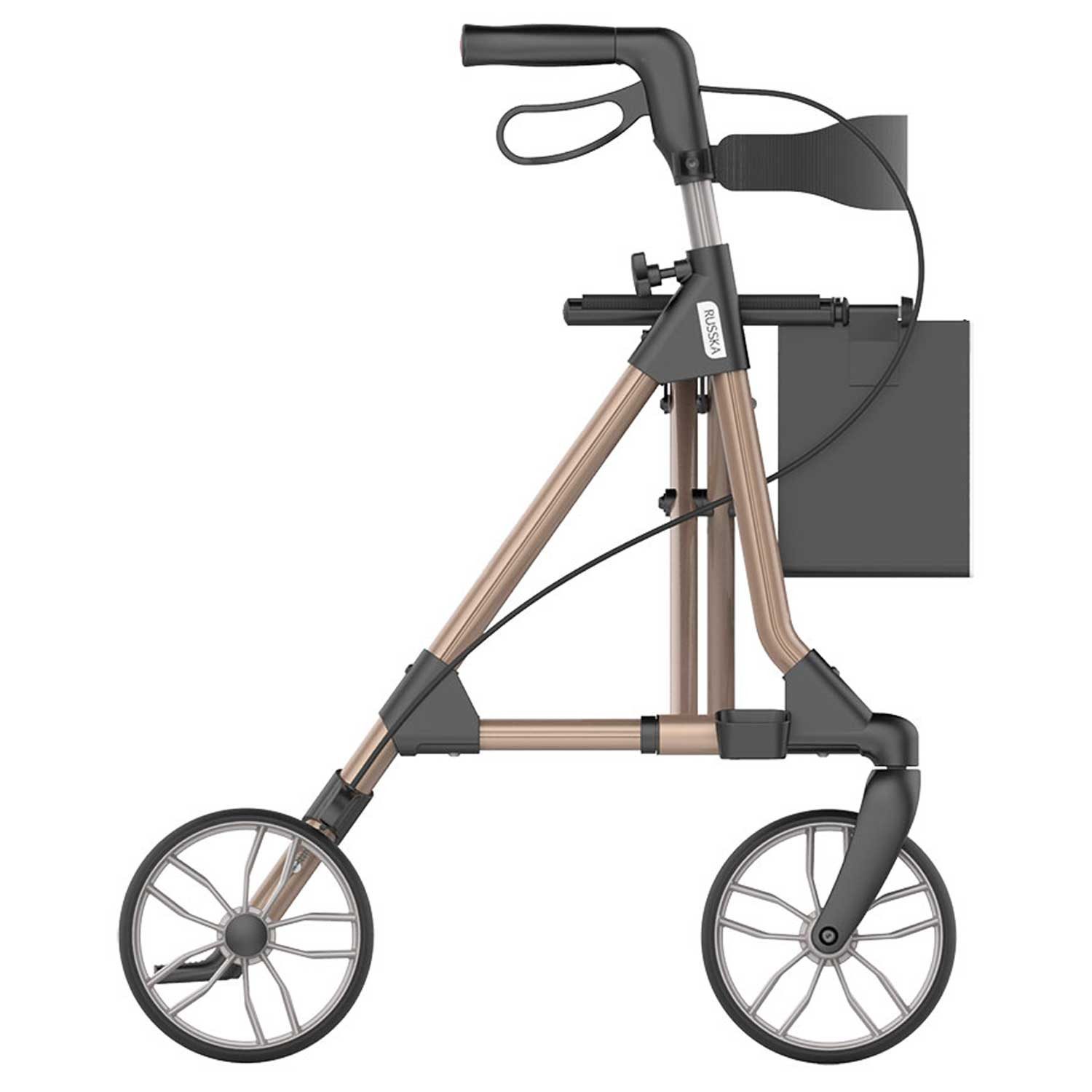 RUSSKA Rollator RUSSKA Elan Tour 60 Rollator Champagner bis 150 kg, Große Vorderräder, weich profilierte Bereifung, für unebene Wege
