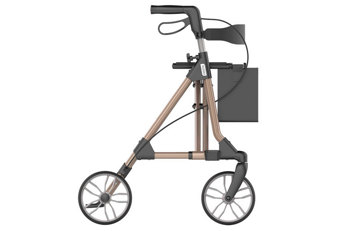 RUSSKA Rollator RUSSKA Elan Tour 60 Rollator Champagner bis 150 kg, Große Vorderräder, weich profilierte Bereifung, für unebene Wege