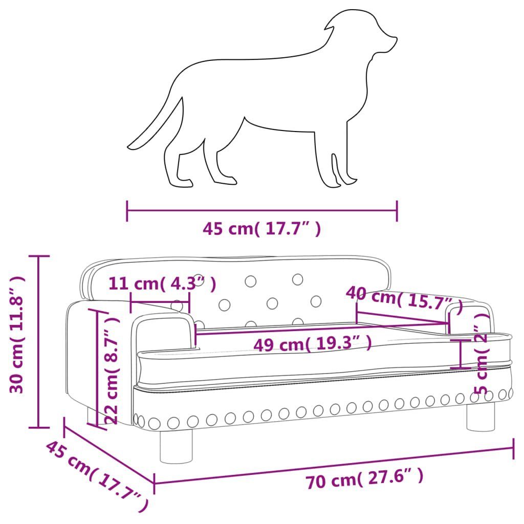 vidaXL Hundekorb 70 x 45 x 30 cm Hundebett Grau 70x45x30 cm Kunstleder Körbchen Hundeso