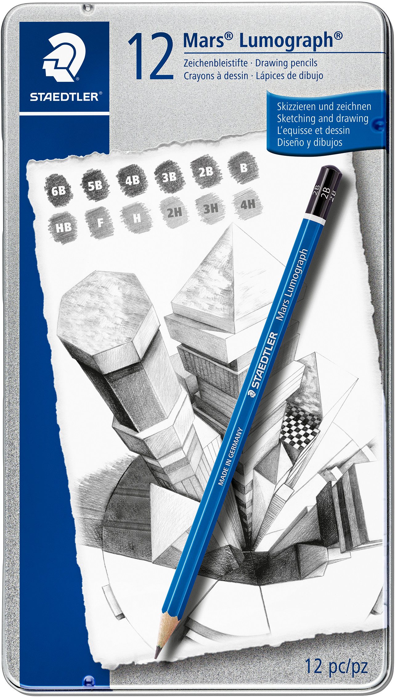 STAEDTLER Bleistift Mars Lumograph, (13-tlg), 12 Stück