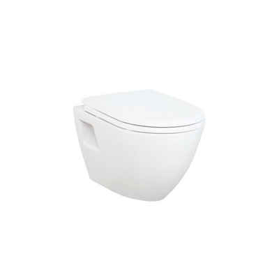 Creavit Tiefspül-WC TP325.001+AL0402, Wandmontage, Abgang waagerecht, Design Hänge Wand-WC Soft Close WC-Sitz Toilette Kloschüssel