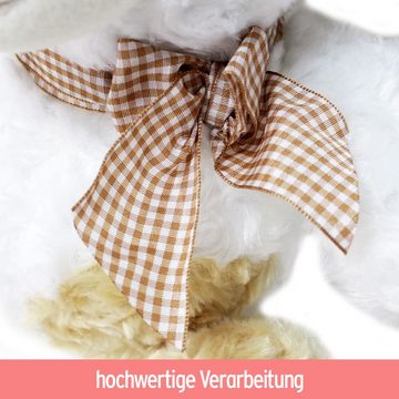 BEMIRO Tierkuscheltier Plüschbärchen "Split" sitzend in weiß-beige - ca. 20 cm