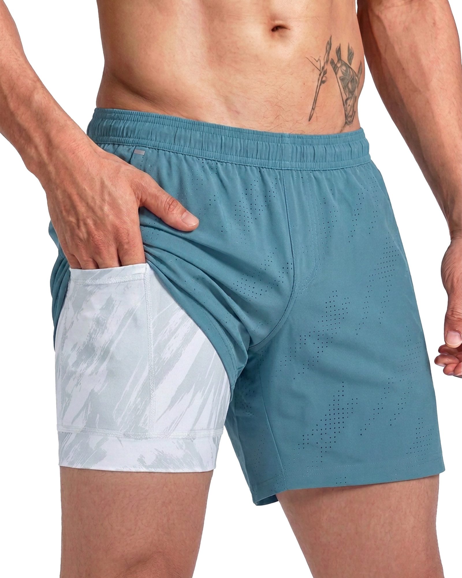 MaaMgic Laufshorts Herren 2-in-1 atmungsaktiv Trainingsshorts Stretch kurz Sporthose (1-tlg)