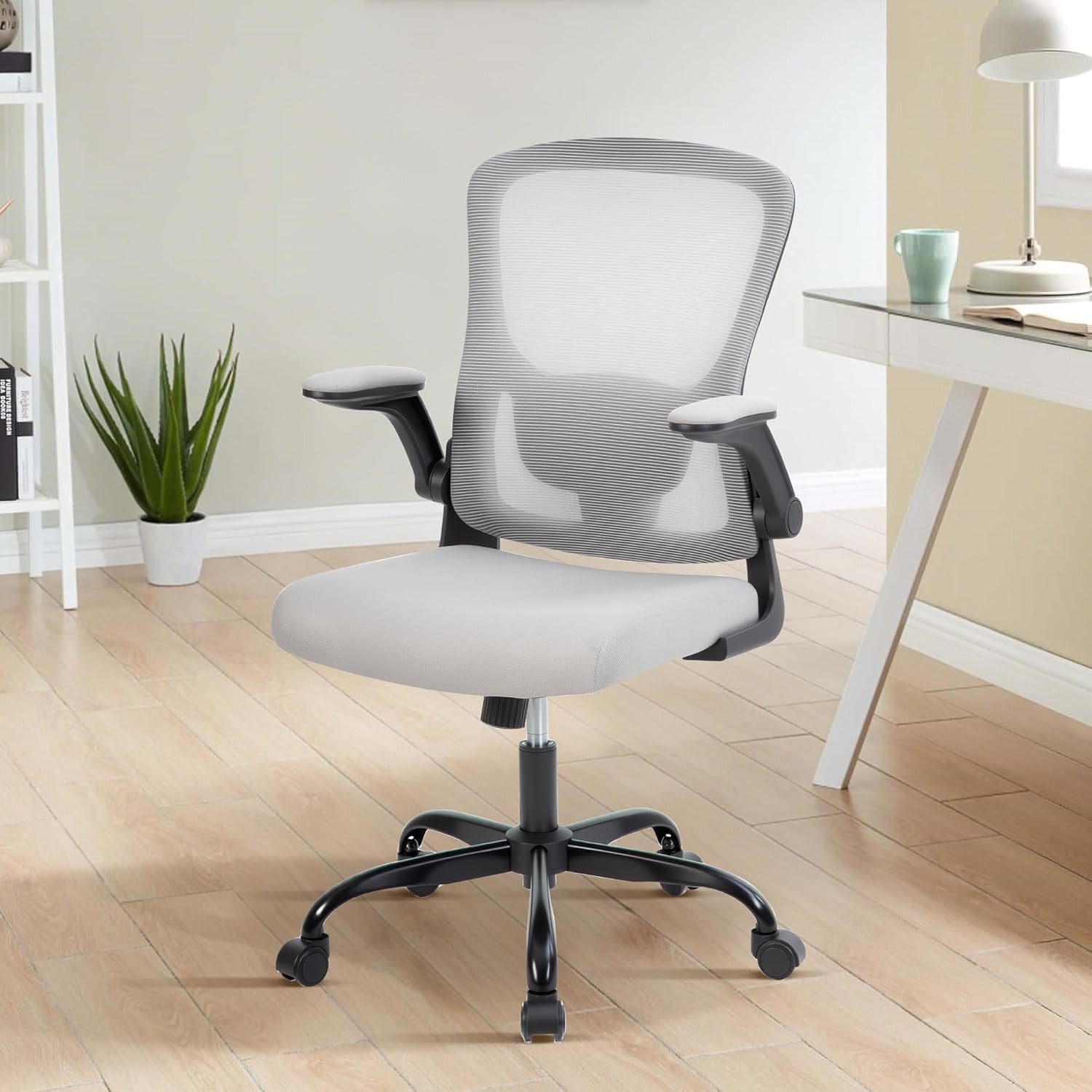 GarveeMore Bürostuhl Ergonomischer mit erstellbare Lendenwirbelstütze, Home-Office-Stuhl,Gaming-Stuhl mit hoher Rückenlehne aus Netzstoff