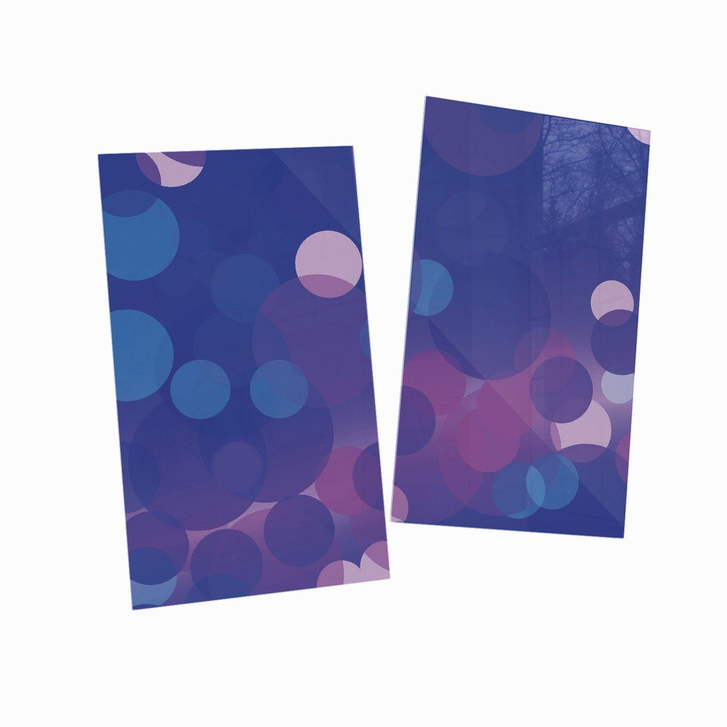 Blaue mit 2 Wallario Herd-Abdeckplatte Kreise tlg., pink verschiedene Noppen), (Glasplatte, ESG-Sicherheitsglas, harmonisches Muster, 5mm inkl. Größen -
