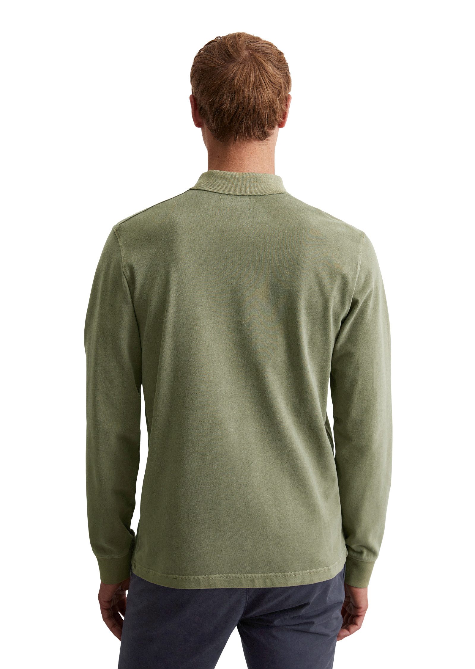 Marc O'Polo Langarm-Poloshirt aus reiner Bio-Baumwolle