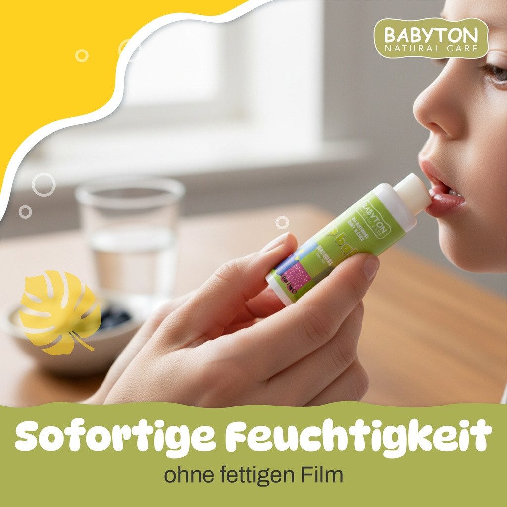 Babyton Lippenbalsam Babyton Lippenbalsam für Kinder 5g, Pflanzlich, Parabenfrei, Erdbeer