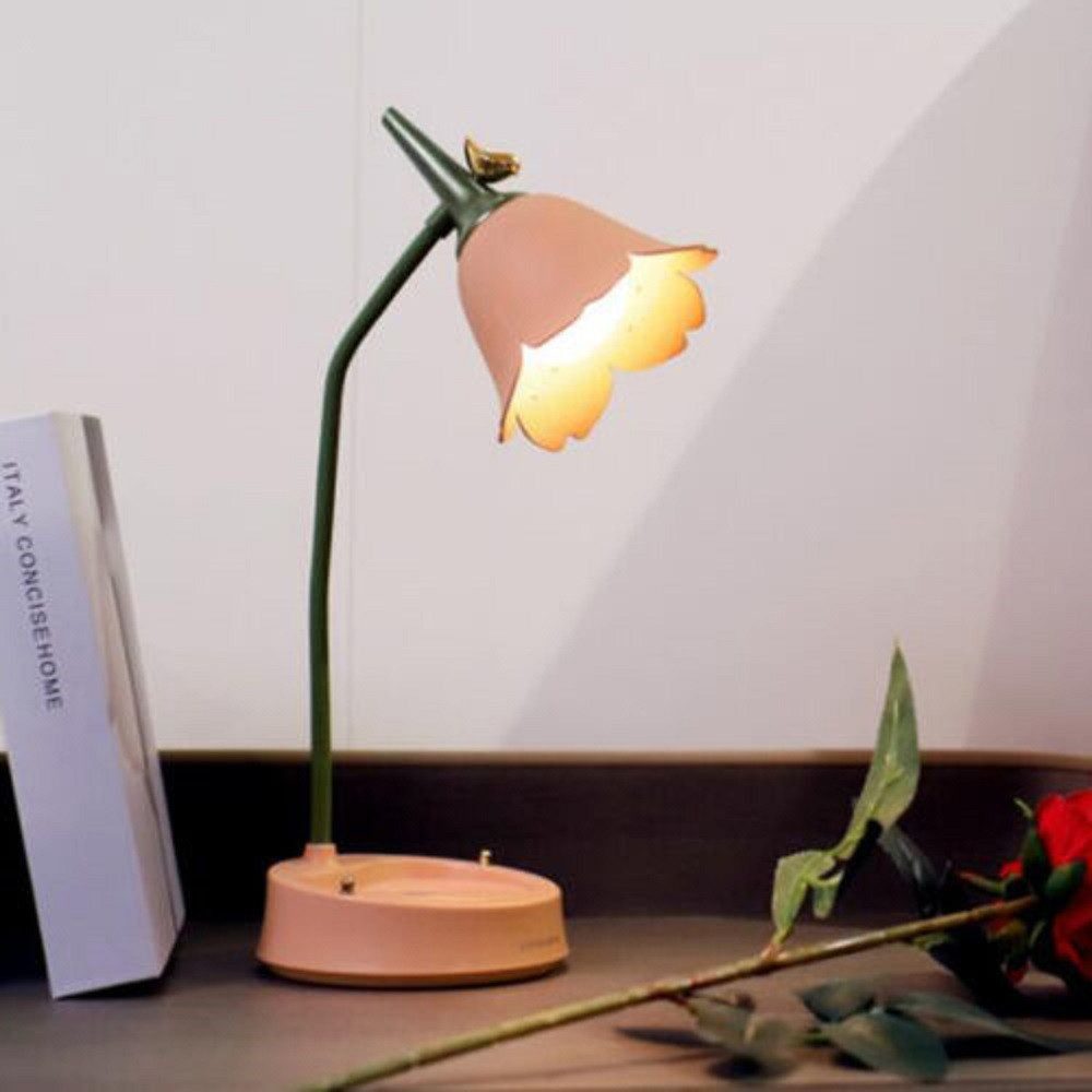 feinlux Schreibtischlampe LED Schreibtischlampe Blumen-Schreibtischlampe, LED fest integriert, Warm/Natural/White, LED-Schreibtischlampe mit 3 Farbtemperaturen, 3000-6000K