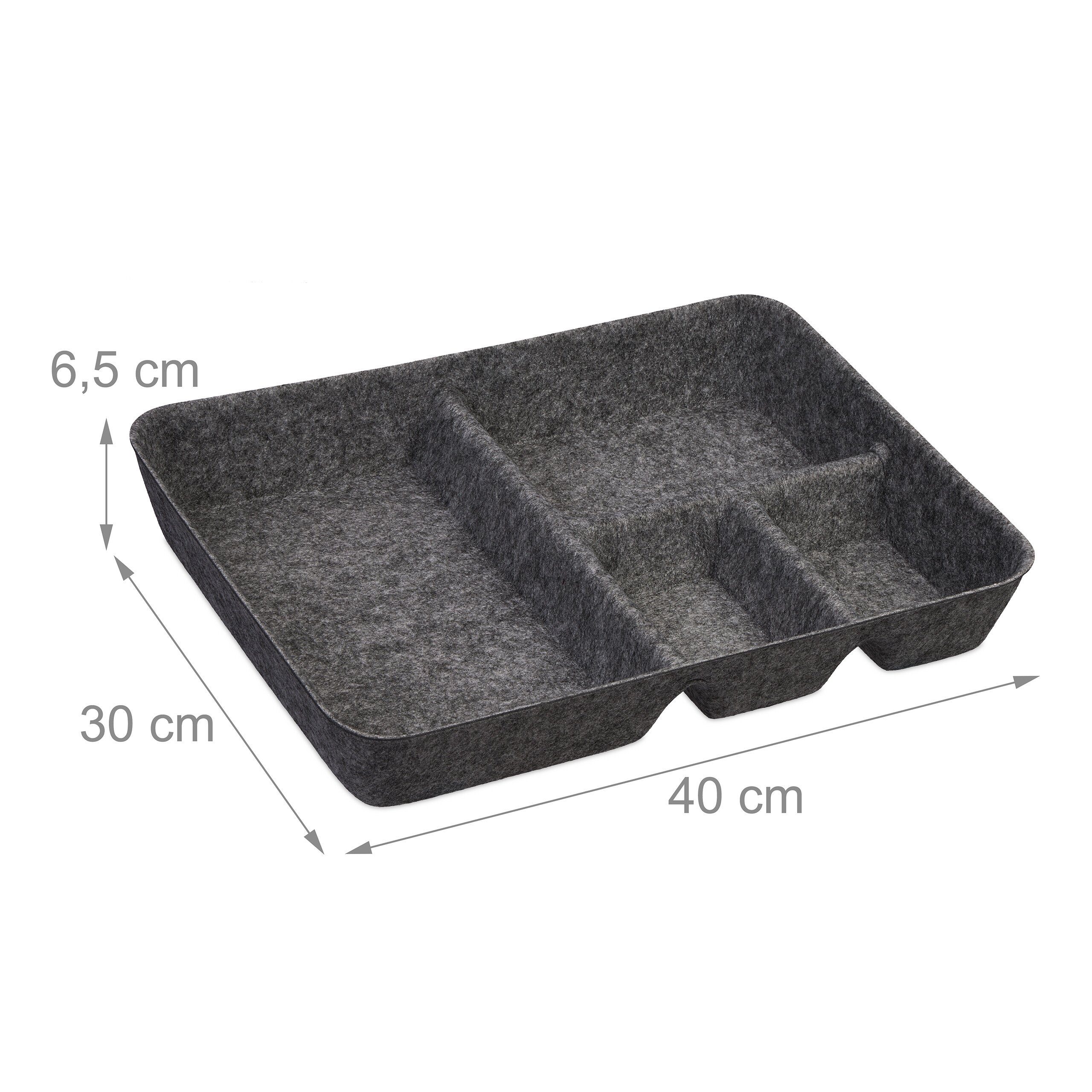 relaxdays Schubladeneinsatz Schubladen Organizer Filz, Dunkelgrau