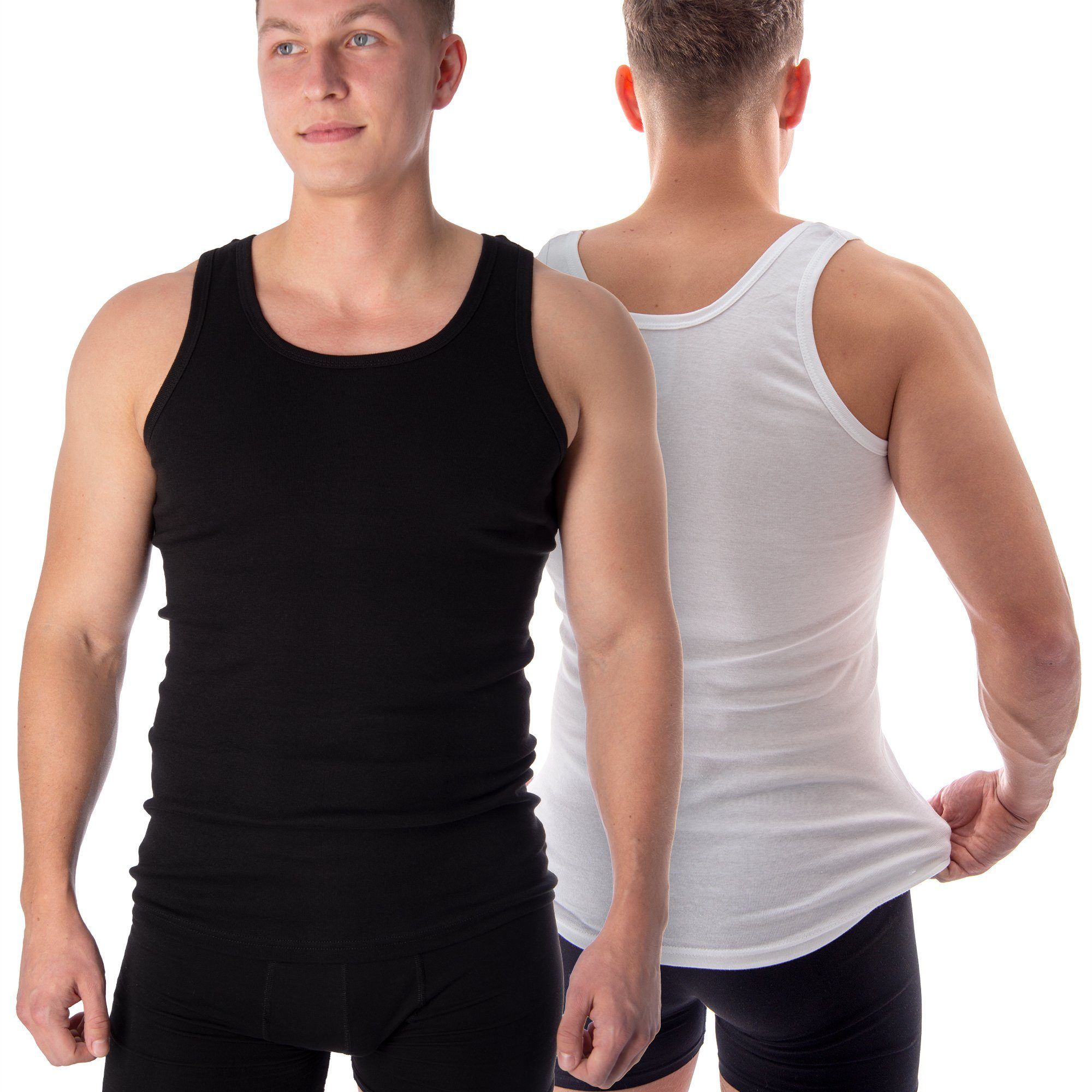 Achselhemd Herren-Unterhemd Tanktop aus Baumwolle, nahtlos & elastisch, 4er Pack