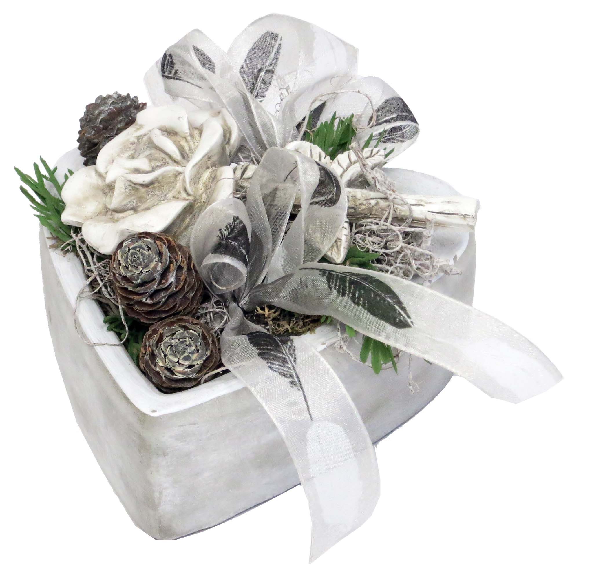 CreaFlor Home Dekokranz Herz, Handarbeit, natur, Motiv: Porzellanrose günstig online kaufen