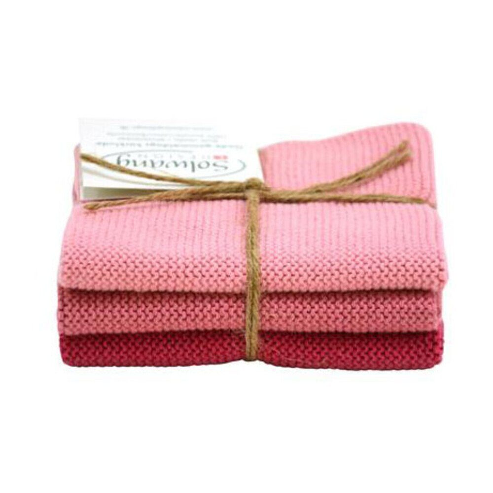 Solwang Spültuch Wischtücher 3er-Pack antikrosa kombi, Wischtücher, 25,00cm, Baumwolle, rosa