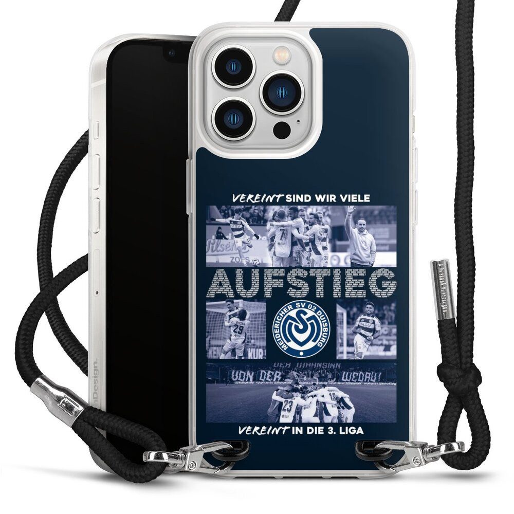 DeinDesign Handyhülle MSV Duisburg Aufstieg Offizielles Lizenzprodukt, Apple iPhone 13 Pro Handykette Hülle mit Band Case zum Umhängen