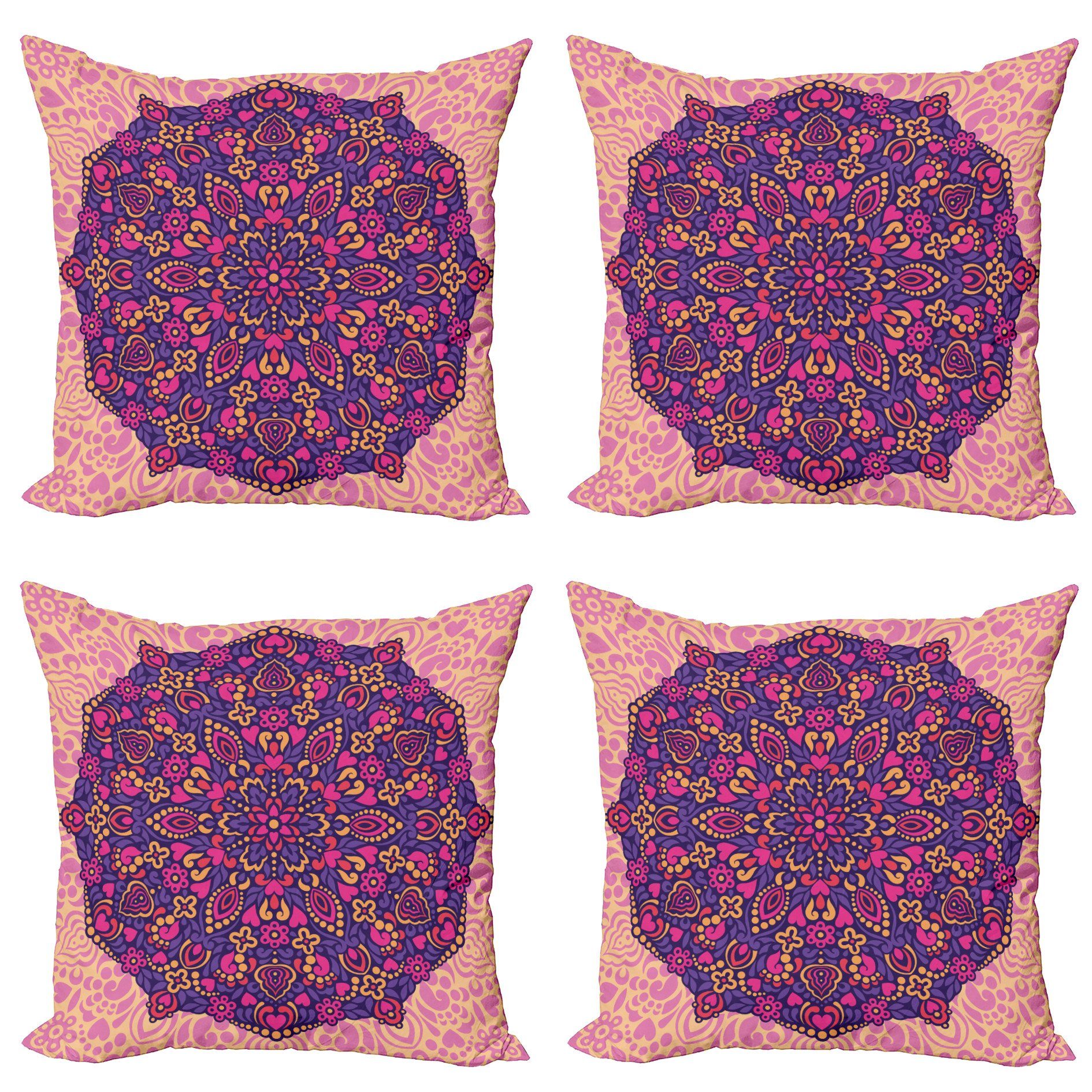 Kissenbezüge Modern Accent Doppelseitiger Digitaldruck, Abakuhaus (4 Stück), lila Mandala Abstrakt Osten