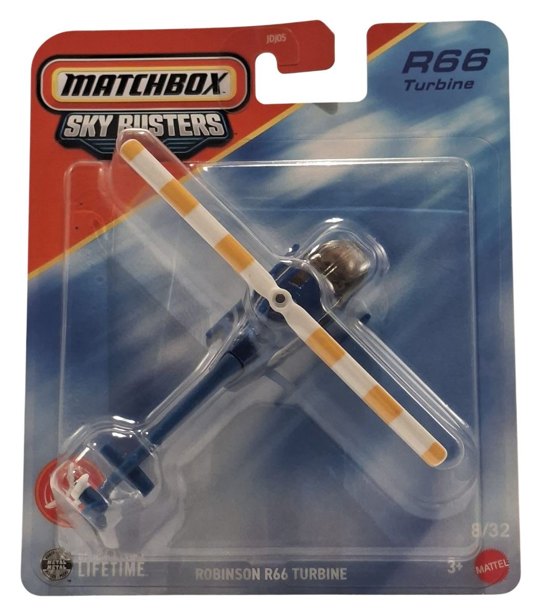 MATCHBOX Spielzeug-Flugzeug Mattel JCM81 Matchbox Sky Busters Modellflugzeug Robinson R66 Turbine
