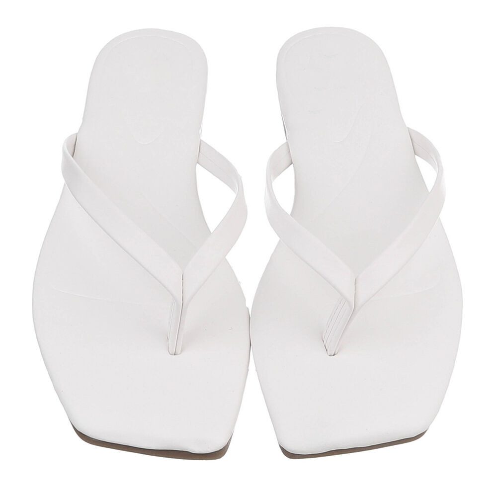 Ital-Design Minimalistische Damen Flip-Flops mit flacher Sohle Zehentrenner (91512417) Blockabsatz Zehentrenner in Weiß – Bild 4 von 5