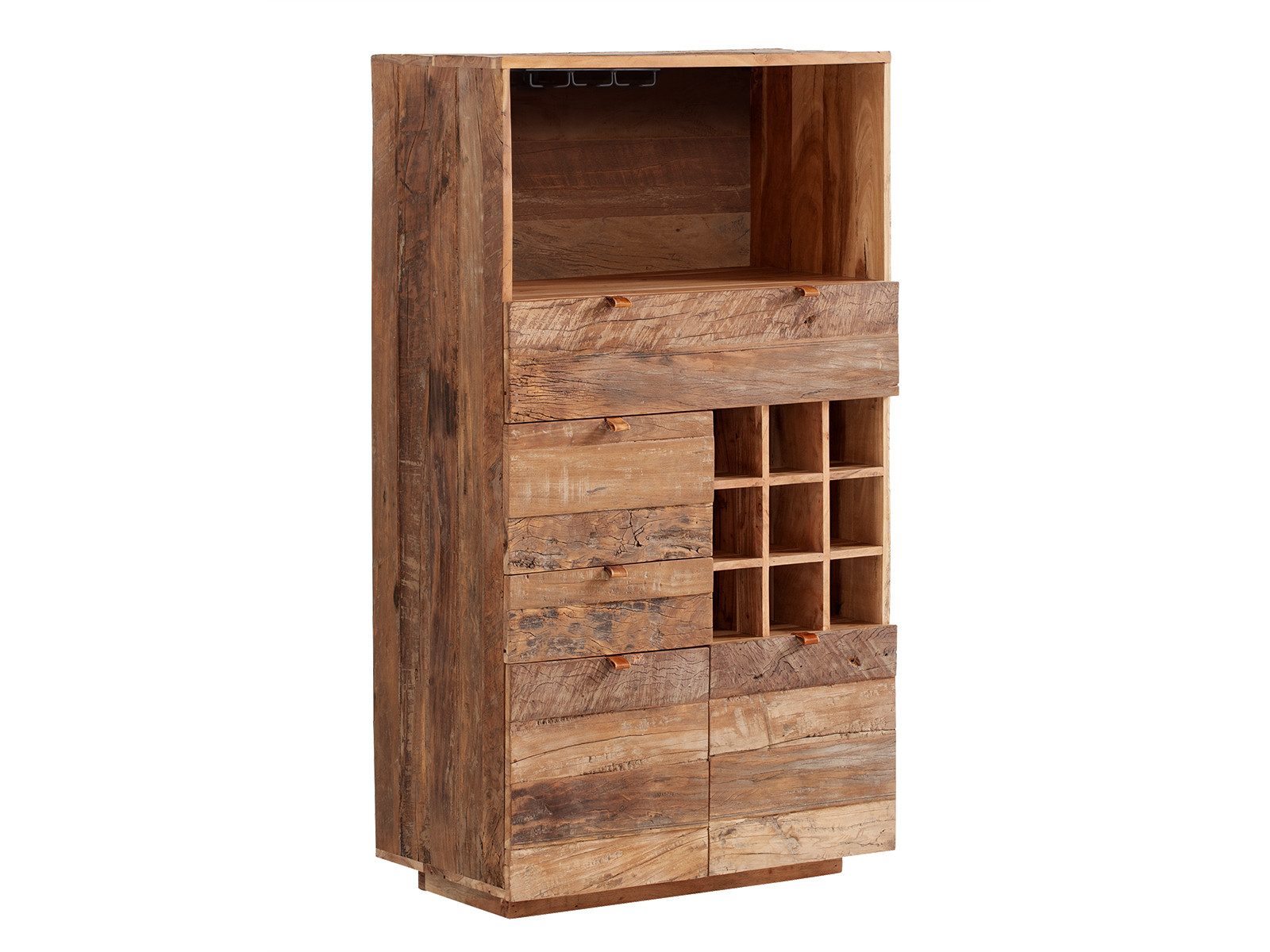 massivum Highboard Oldwood, Holzkommode rustikal Massivholz Landhaus-Möbel (1 St)