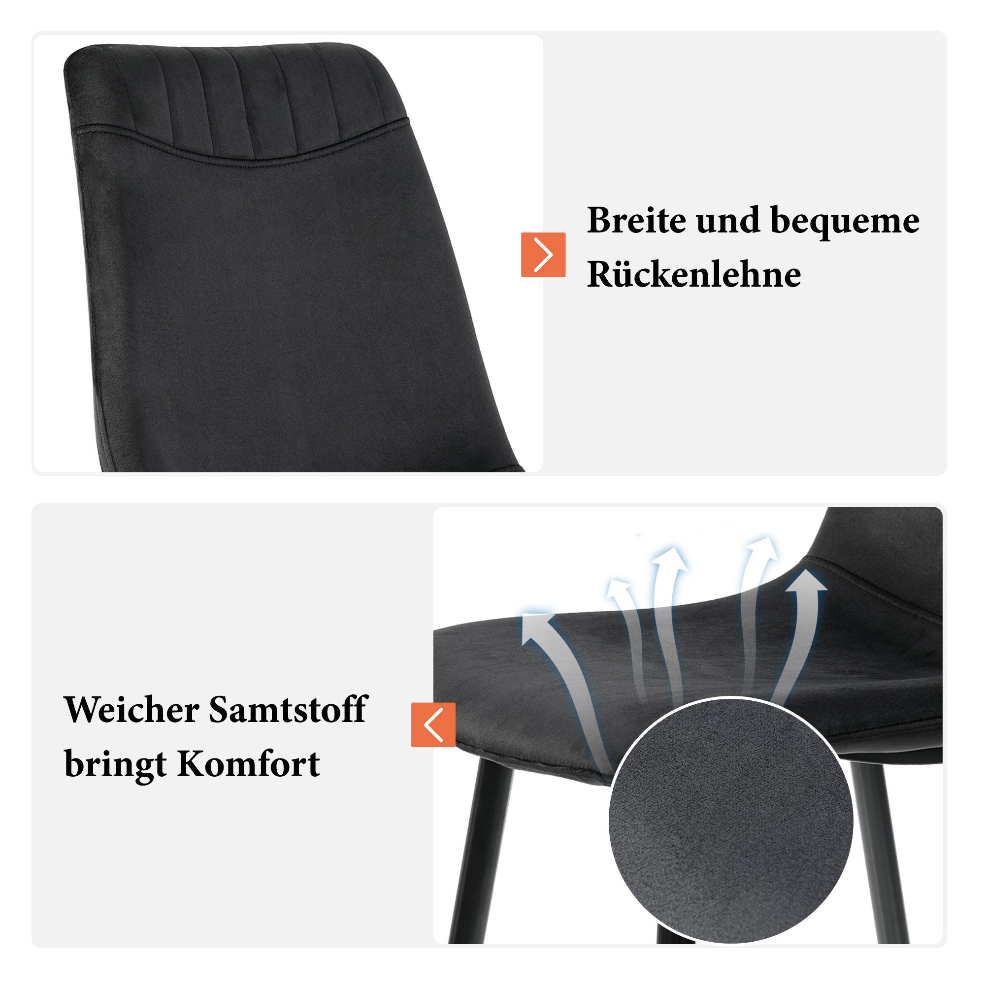 gemusterter elegante Esstisch 4 Set, Tisch und WISHDOR Stuhlset, Set mit (Modernes Stühlen Esszimmerstuhl Marmor 5-tlg., Küchen mit Esstisch, Esstisch Tisch- Stühlen Stühle), 4 und Essgruppe Klassische