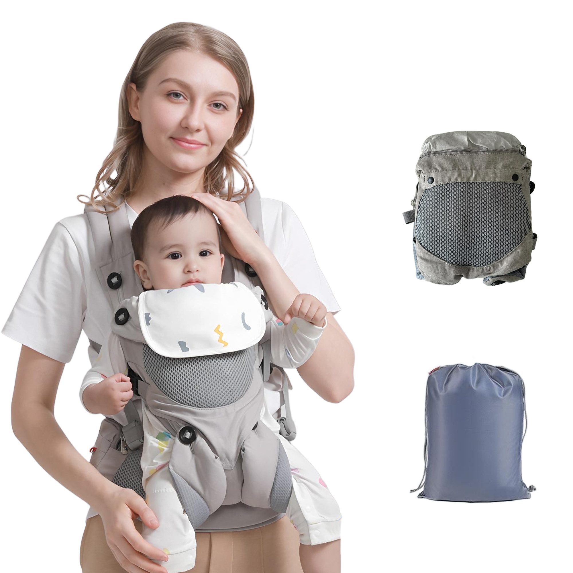 SEHAUSEU Babytrage Bauchtrage baby Rückentrage faltbar mit Tragetasche