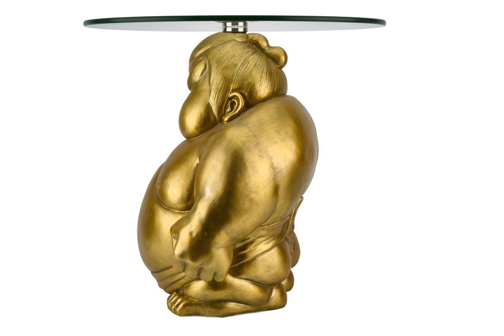 riess-ambiente Couchtisch SUMO 55cm gold - Skulptur, Glas, Ringer, handgefertigt, modern, rund (Einzelartikel, 1-St), Markanter Beistelltisch - ideal als dekora – Bild 4 von 5