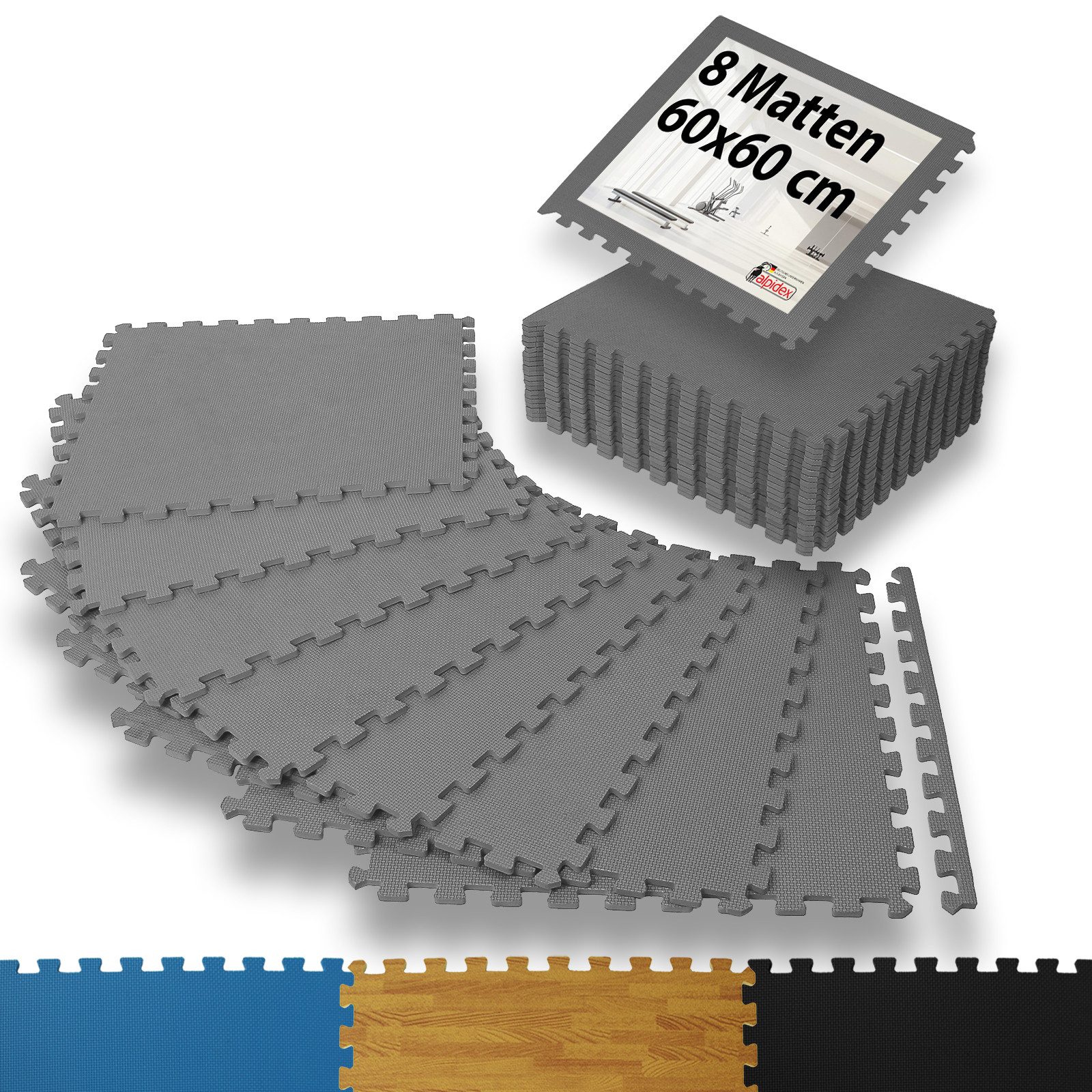 ALPIDEX Bodenschutzmatte ALPIDEX 8 Puzzlematten Bodenschutzmatten 60 x 60 x 1 cm