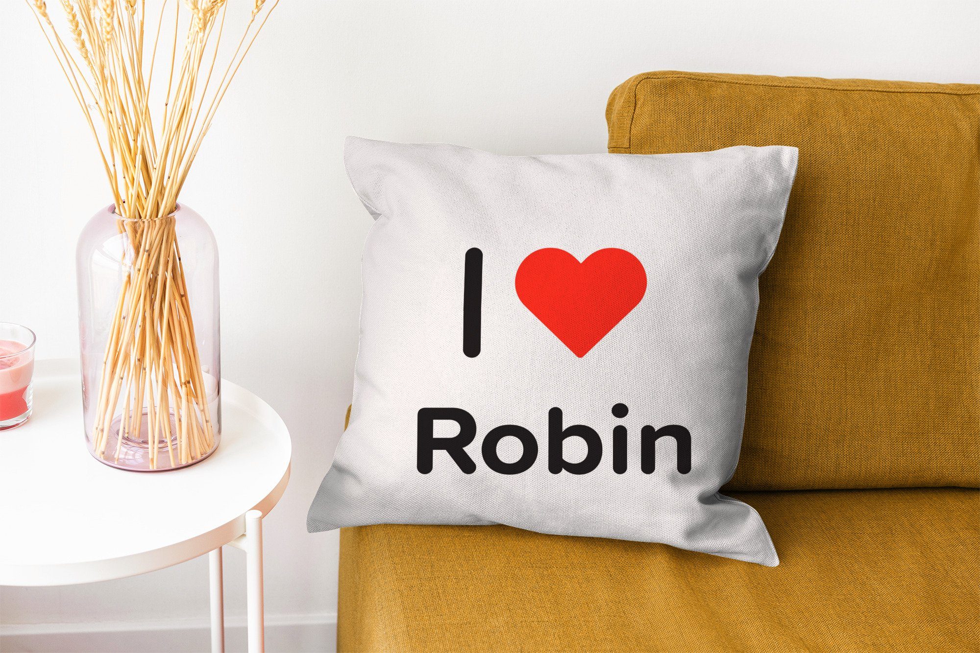 liebe Girl, Robin MuchoWow Zierkissen Dekokissen für Ich Wohzimmer, Sofakissen mit Deko, Schlafzimmer, Füllung - -