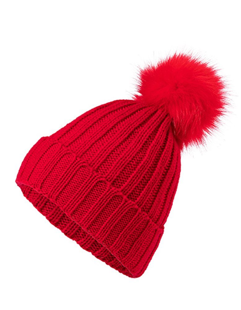 Goodman Design Strickmütze Damen mit Pompon Winter Red extra Beanie Strickmütze großem Elegante Bommelmütze