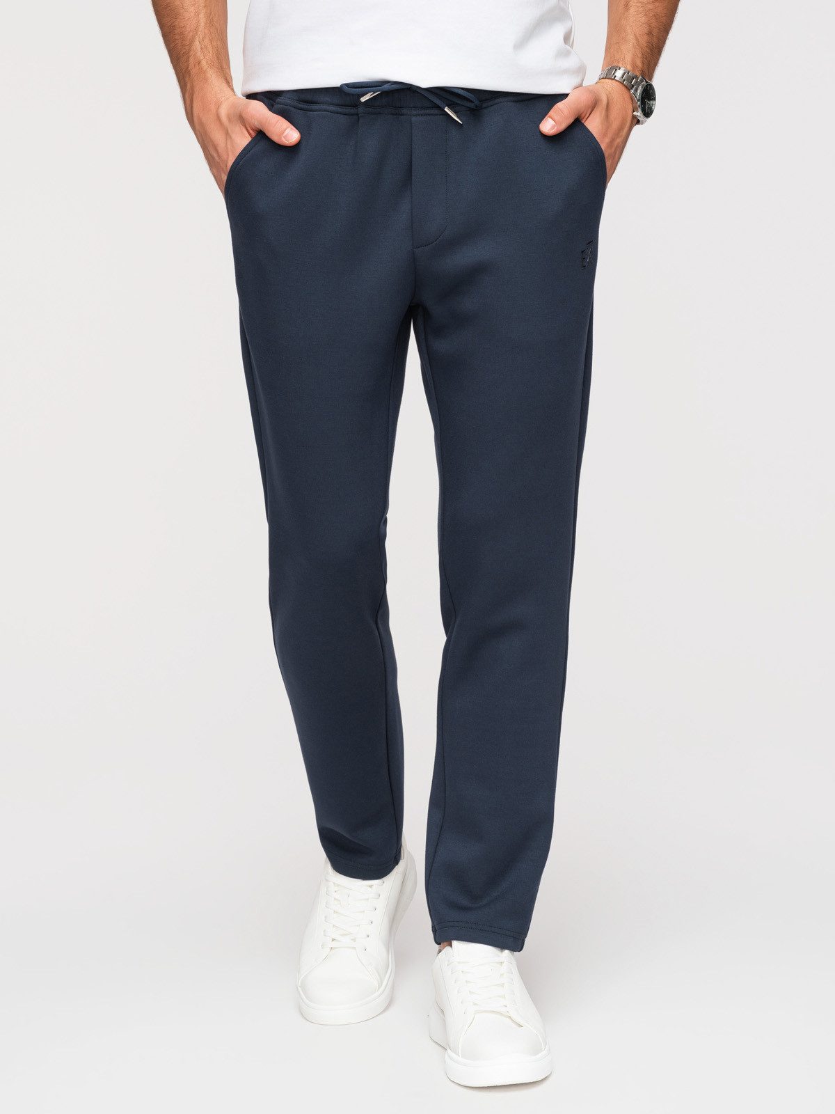 OMBRE Sweathose Herren Sweathose Regular Fit Jersey Dunkelblau L (kein Set, 1-tlg) Brandmarken-Details