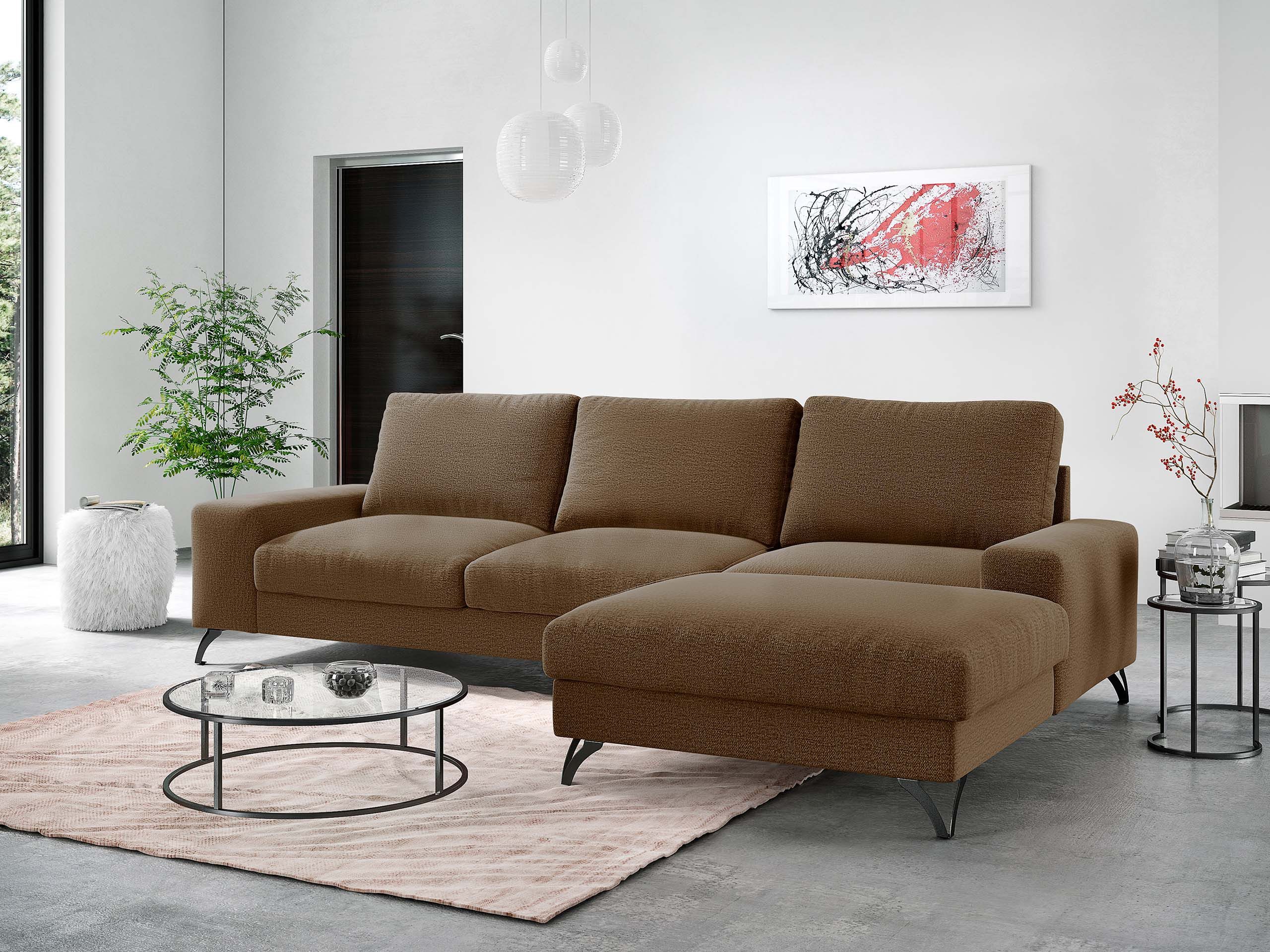 MIRJAN24 Ecksofa Flavio, mit Bettkasten und Schlaffunktion, 300x179x91 cm, Metallfüße
