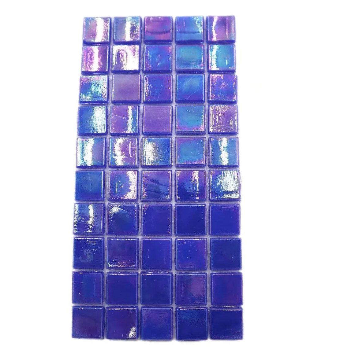 Armena Mosaikfliesen 1.5x1.5cm glänzend Glasmosaik auf netz 5x10 Stück, Königsblau1